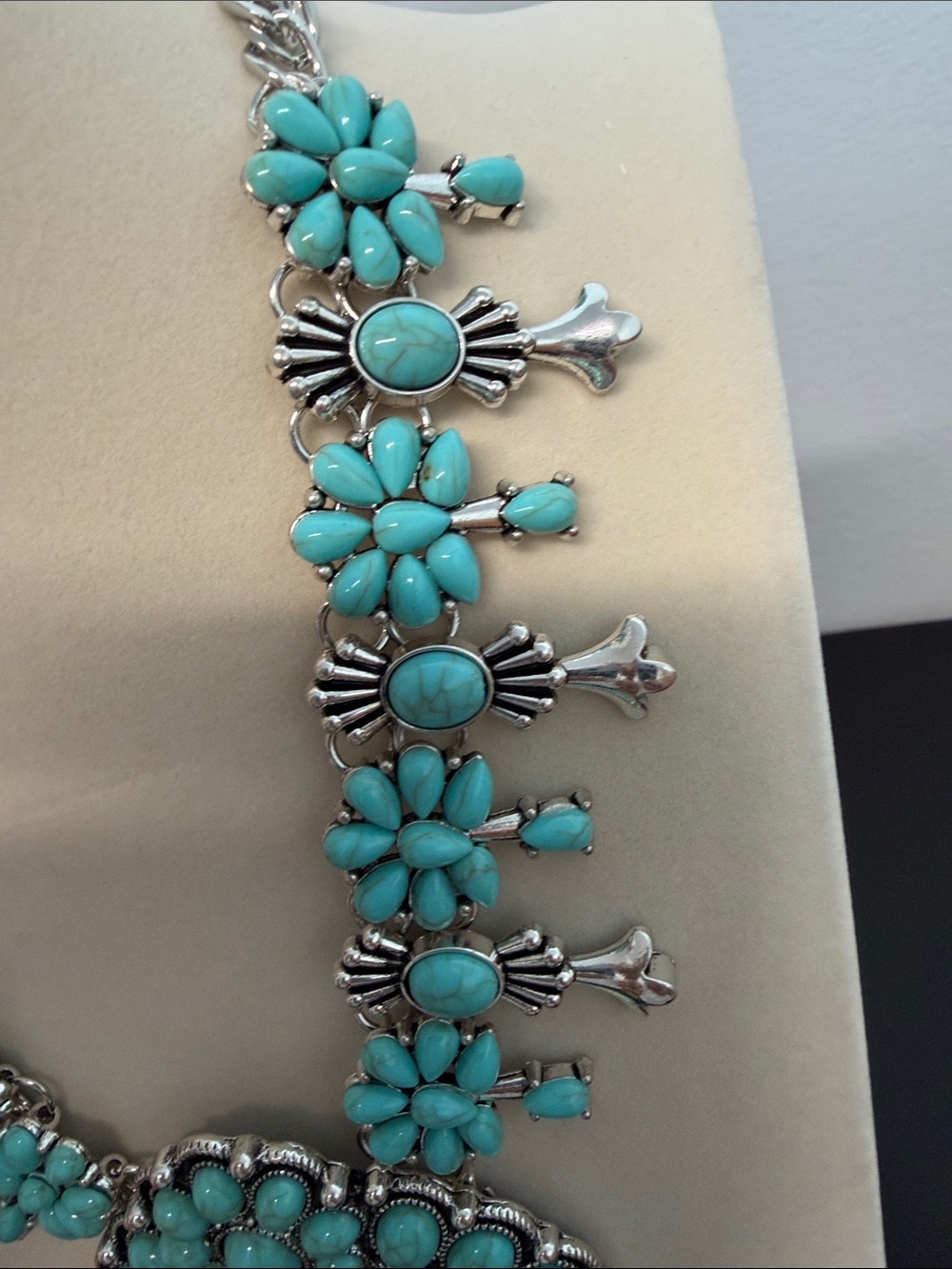 Piper K | Southwestern Squash Bloom Turquoise Boho Cowgirl Chic Necklace - Picture 8 of 11